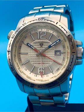 SWISS LEGEND GMT WORLDTIMER Men’s Wristwatch Swiss Movt St Steel Works New Batt